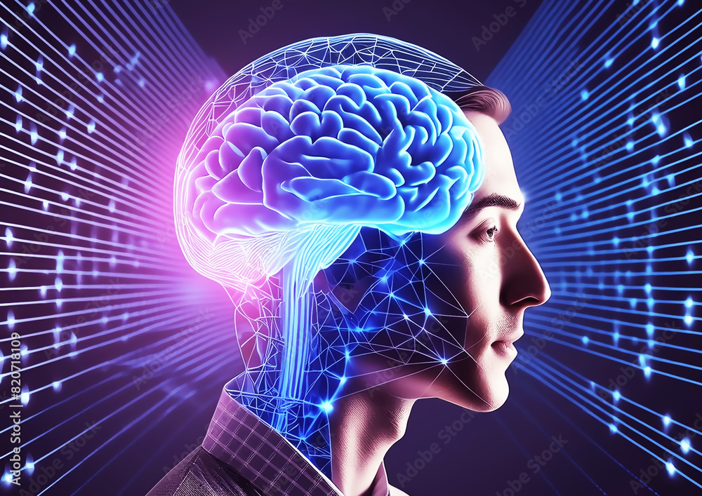 科学技術の概念で人工知能を搭載した人間の3dイラスト 科学技術の概念で人工知能を搭載した人間の3dイラスト