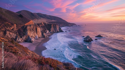 big sur beach at sunset
