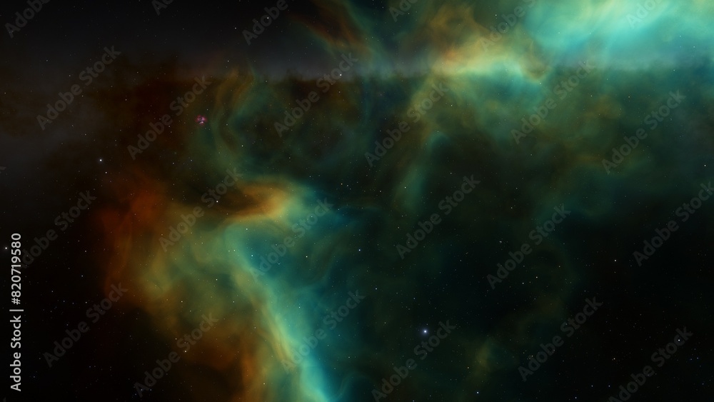 Fototapeta premium Space background. Nice clean colorful nebula with star field. 3D rendering