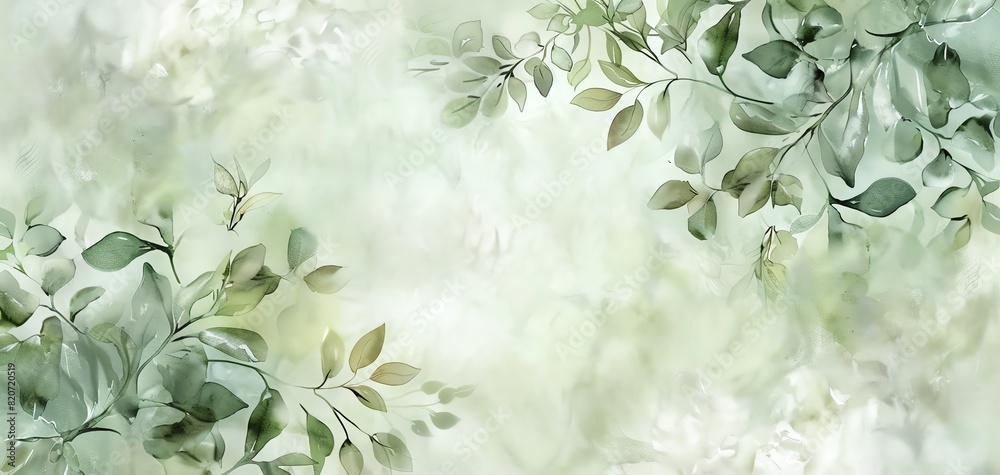Mesmerizing watercolor background featuring delicate leaf patterns in green hues, natural theme, calming, Composite, botanical illustration backdrop Mesmerizing watercolor background featuring delicate leaf patterns in green hues, natural theme, calming, Composite, botanical illustration backdrop