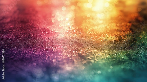 Vibrant rainbow color reflections against a polished surface, abstract background. © pengedarseni