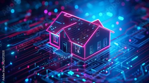 Wallpaper Mural Smart Home Technology: Illustrate a smart home with interconnected devices, like voice-controlled assistants, smart lighting, and security systems, showcasing the convenience of modern living. Torontodigital.ca