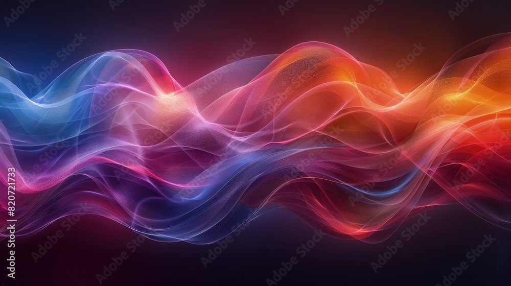 Colorful wave abstract background on dark background
