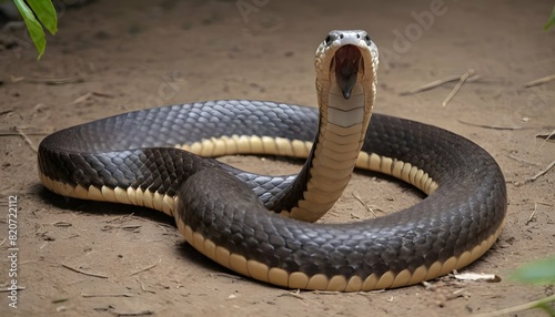 A King Cobra With Its Body Raised Off The Ground