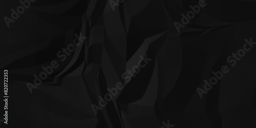Black crumpled paper background texture pattern overlay. wrinkled high resolution arts craft and Seamless black crumpled paper.	