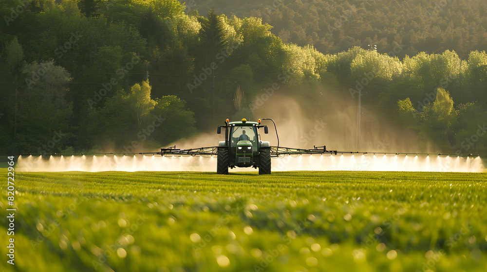 Watering crops from a tractor Watering crops from a tractor