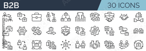 Set of 30 outline icons related to busines to business, b2b. Linear icon collection. Editable stroke. Vector illustration photo