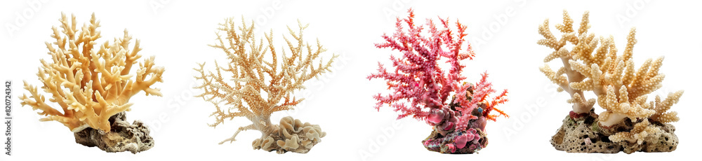 Fototapeta premium Coral, PNG set, collection