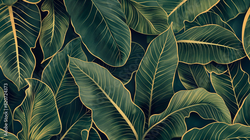 Wallpaper Mural vector illustration of tropical palm leaves background. Torontodigital.ca