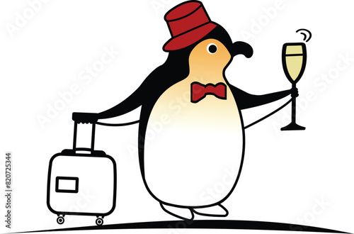 Penguin Traveling Logo design Template