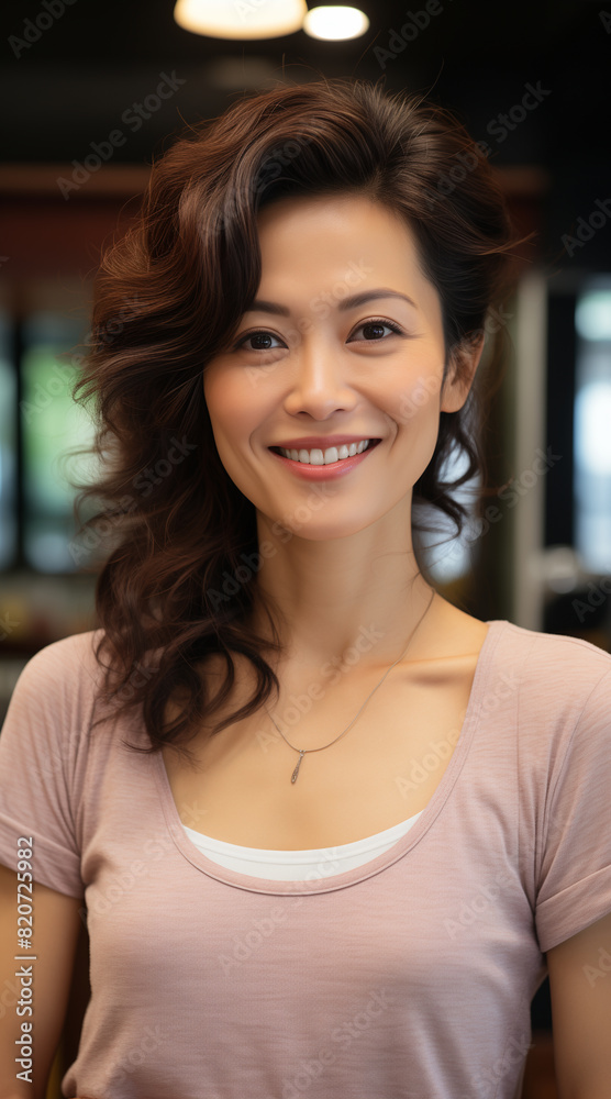 A Korean beauty in her 40s is smiling while looking straight ahead. A face without makeup, skin is bright, elastic, and moist. A photo taken with a cell phone A Korean beauty in her 40s is smiling while looking straight ahead. A face without makeup, skin is bright, elastic, and moist. A photo taken with a cell phone