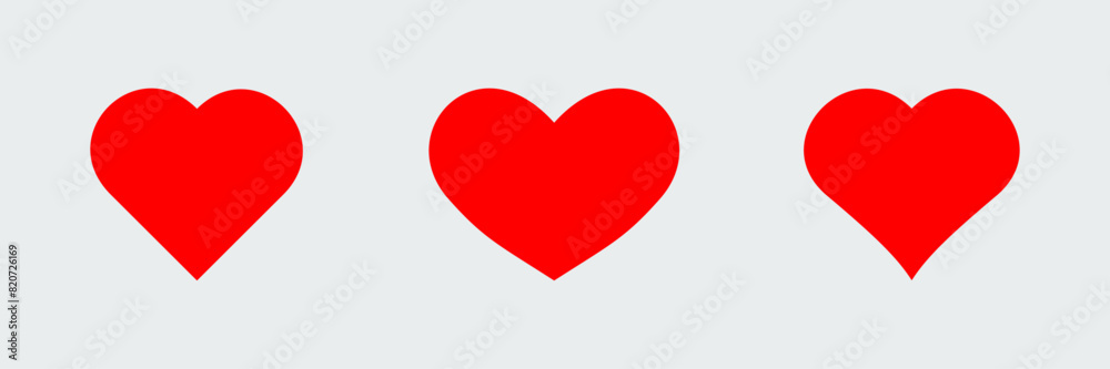 Red heart flat symbol set, Icon of love, Easy editable vector design. Red heart flat symbol set, Icon of love, Easy editable vector design.