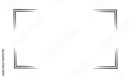 Black simple line border frame isolated with background. 123.