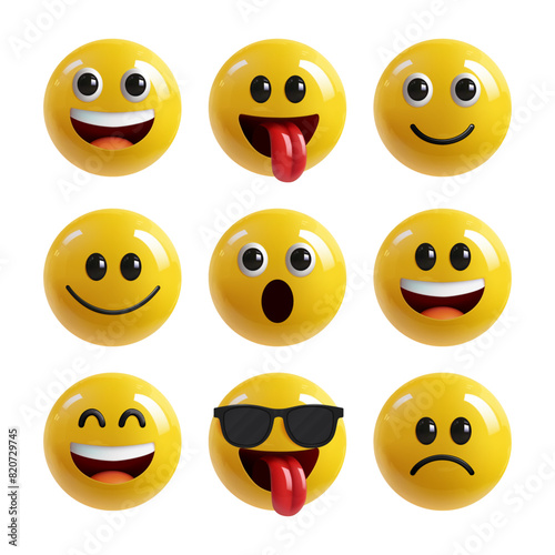 Set of smileys, isolated on white.
