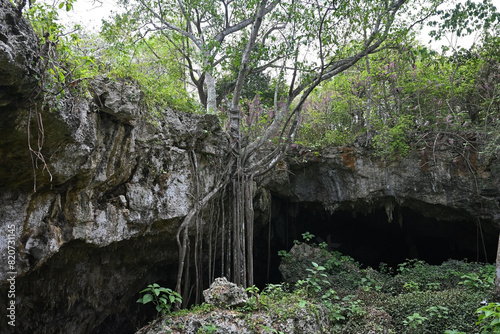 The entrance to the Saturno Cave in the province of Matanzas in Cuba