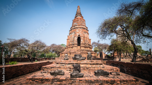 pagoda or stupa Ancient from the Ayutthaya period in Wat Ratchaburana  an ancient temple over six hundred years old  Ayutthaya  Thailand.