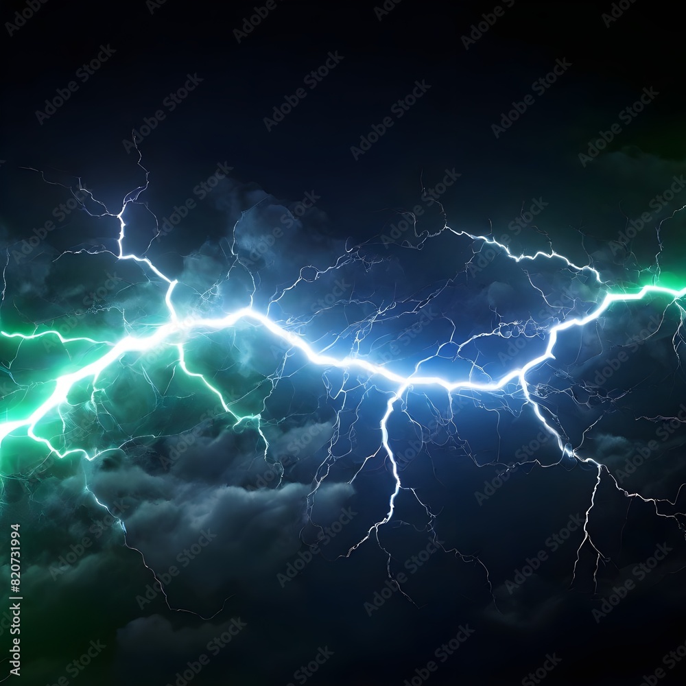 Fototapeta premium Green and White color electricity lightning