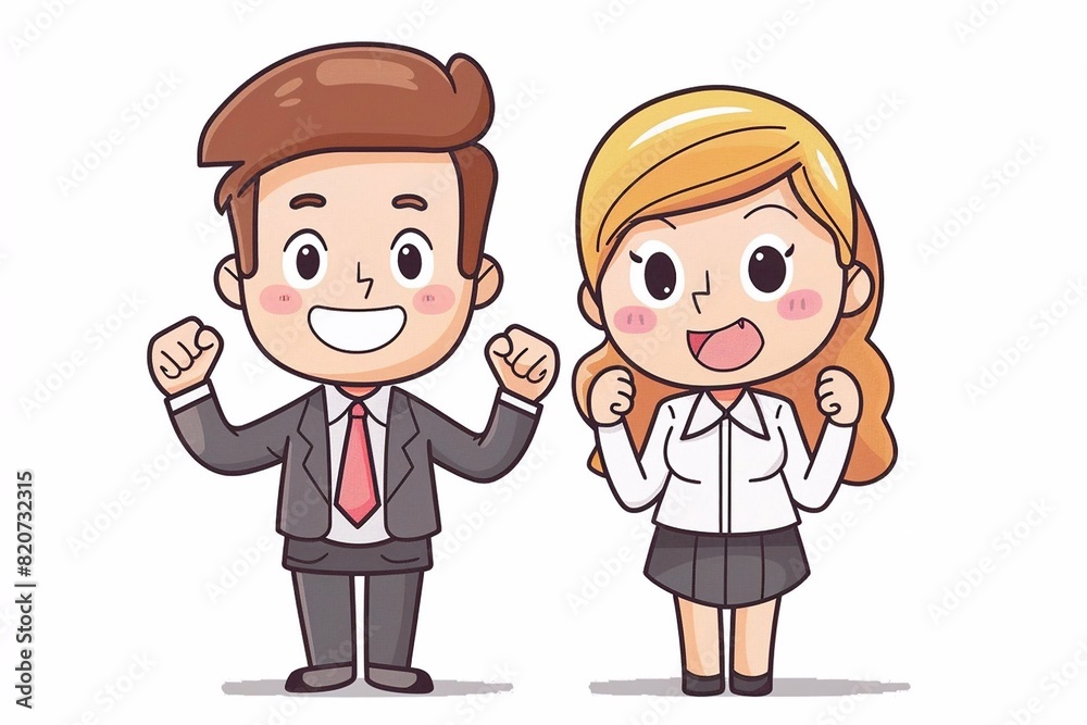 Portrait of a successful confident businessman and woman, Vector illustration. Portrait of a successful confident businessman and woman, Vector illustration.