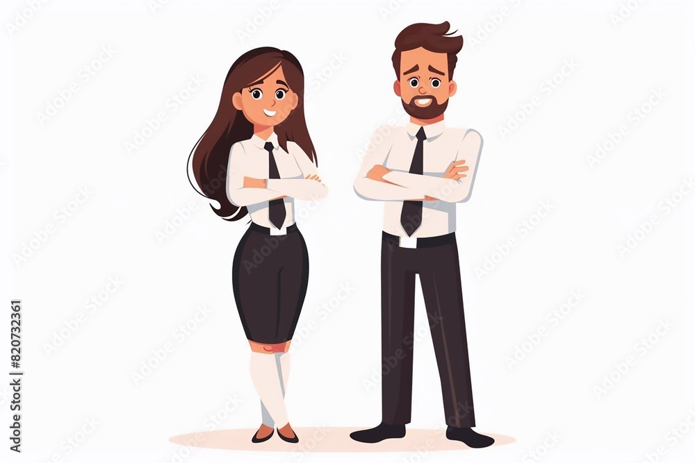 Portrait of a successful confident businessman and woman, Vector illustration. Portrait of a successful confident businessman and woman, Vector illustration.