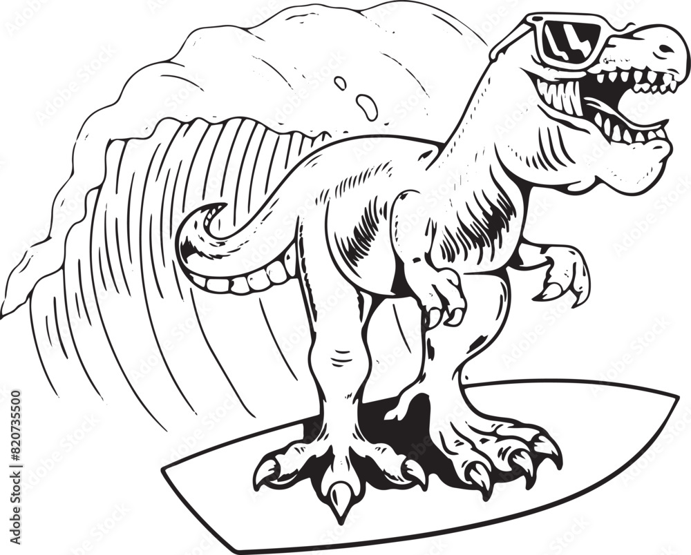 Obraz premium illustration of a dinosaur skating board 