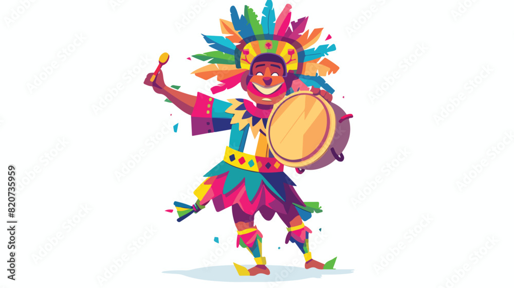Happy male artist playing drum in carnival festive 