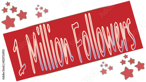 "Stunning Vector Design for Celebrating 1 Million Followers: Elegant Blue, White, and Ruby Red Gradient Effects with Sophisticated Typography and Dynamic Elements"