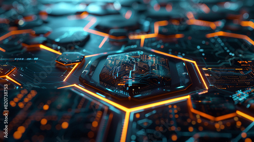 Craft a visually striking hexagon-based illustration representing the concept of big data integration within a futuristic setting.