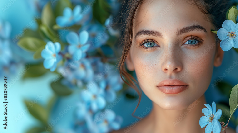 stunning pretty model with beautiful flowers