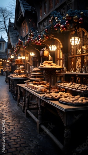 Christmas market in the old town of Strasbourg  Alsace  France