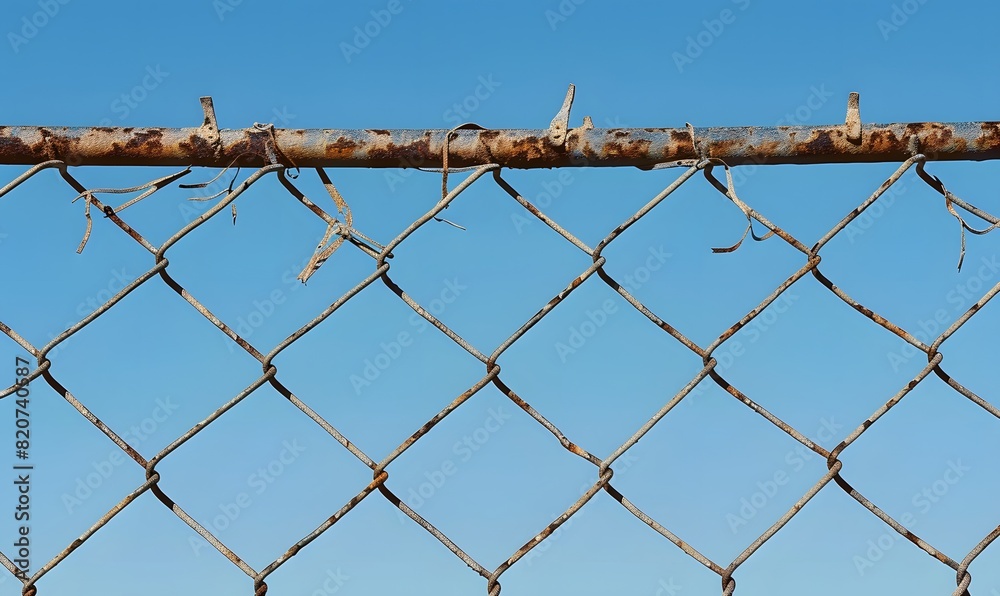 Damaged metal lattice barrier, Generative AI Damaged metal lattice barrier, Generative AI
