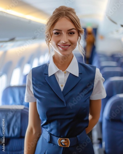 portrait of stewardess on board the plane © Vlad Kapusta