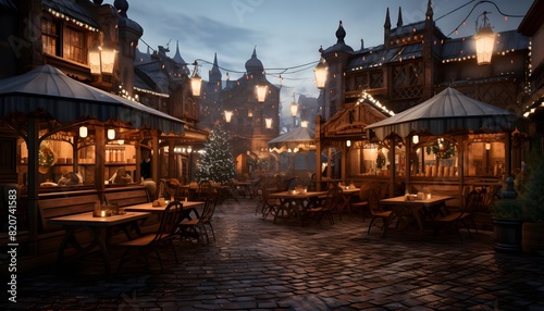 Street cafe in the old town of Lviv at night, Ukraine © Iman