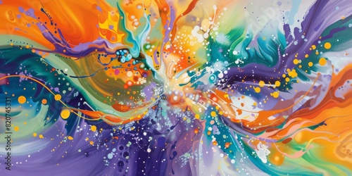 Vibrant Abstract Swirling Colors Painting with Dynamic Fluid Art