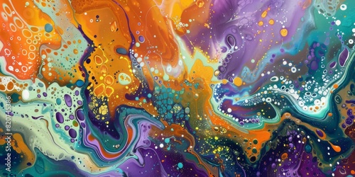Vibrant Abstract Swirling Colors Painting with Dynamic Fluid Art