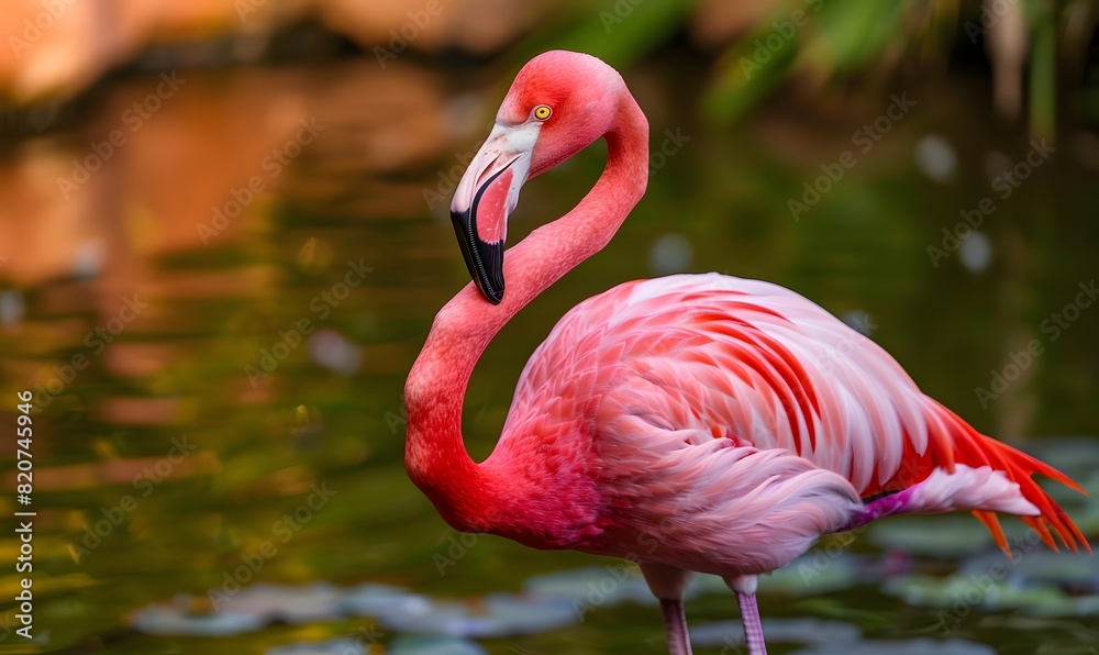 Fototapeta premium Flamingo that is pink, Generative AI