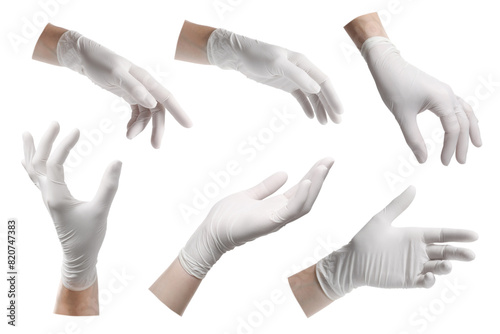 Ταπετσαρία Woman wearing medical glove on white background, closeup