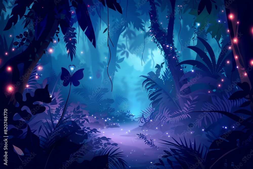 Obraz premium Glowing Jungle Nightscape background