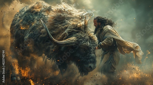 legendary hero fights with a big beast