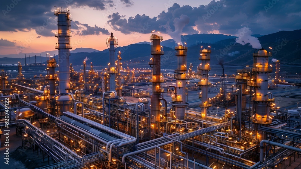oil refinery plant at night oil refinery plant at night