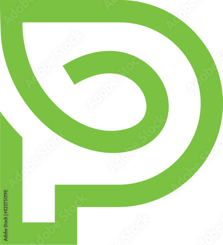 Letter P with Leaf logo design