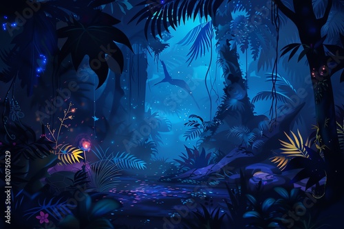 Glowing Jungle Nightscape background