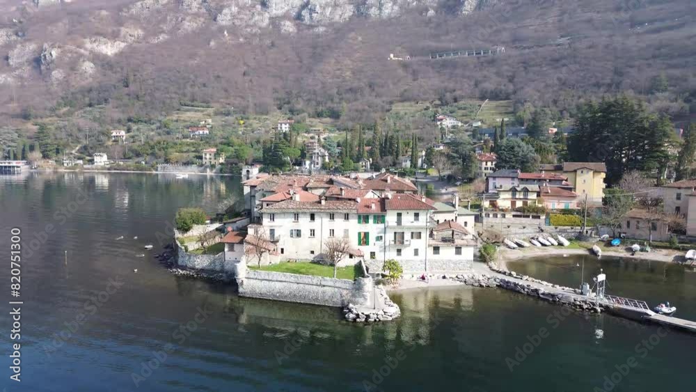 aerial view of a village on como lake