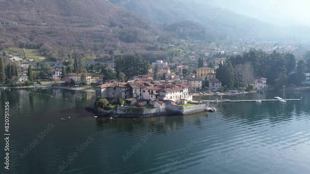 aerial view of a village on como lake