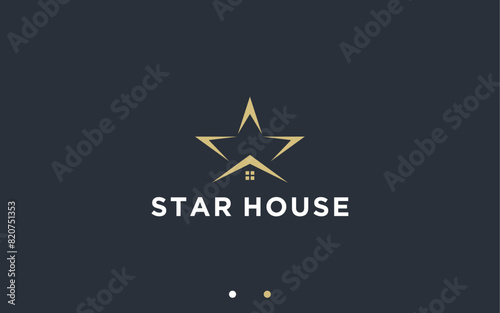 house with stars logo design vector silhouette illustration