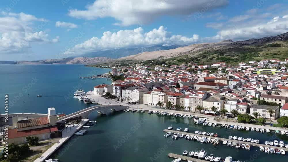 Pag Town on Pag Island aerial view Pag Town on Pag Island aerial view