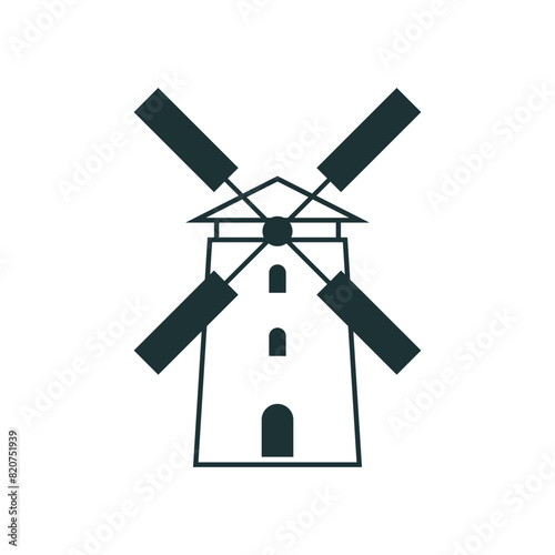 Mill icon vector. Windmill illustration sign. Farmhouse symbol. Grinder logo. © Denys