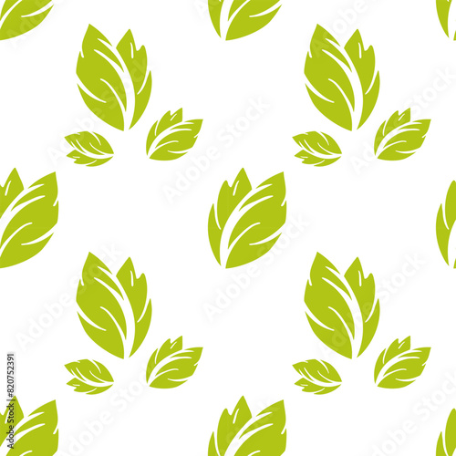 Eco pattern green plants  leaves  fresh herbs. Seamless pattern. Repeat printing on eco-friendly packaging  natural wrapping paper. Vector illustration