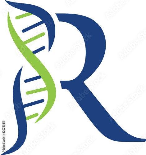 Letter R with DNA logo design