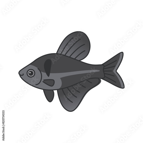 Black phantom tetra fish illustration