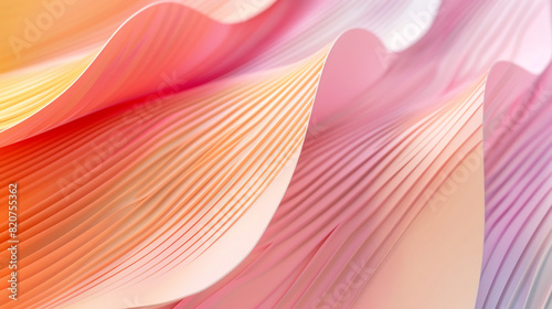 Abstract Background with Wavy Multicolor Stripes in Pink, Orange, and Yellow Tones